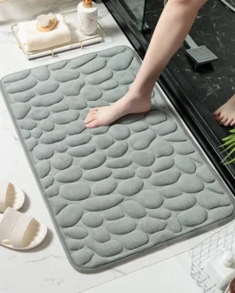 Foot Mat Coral Fleece Floor Mat Household Memory Foam Embroidered Bathroom Thickened Absorbent Floor Mat Door