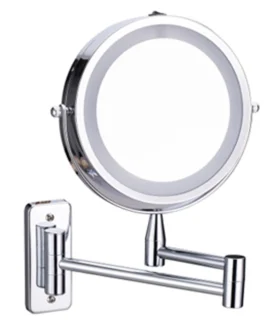 Wall Mounted Folding Arm Extend Bathroom Mirror With LED Light 10X Magnification Double Side Touch Dimming Makeup Mirrors